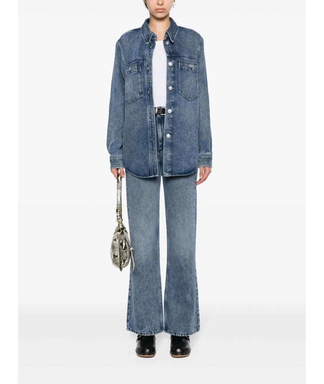 ISABEL MARANT Голубые хлопко-лиоцелловые джинсы клеш, фото 2