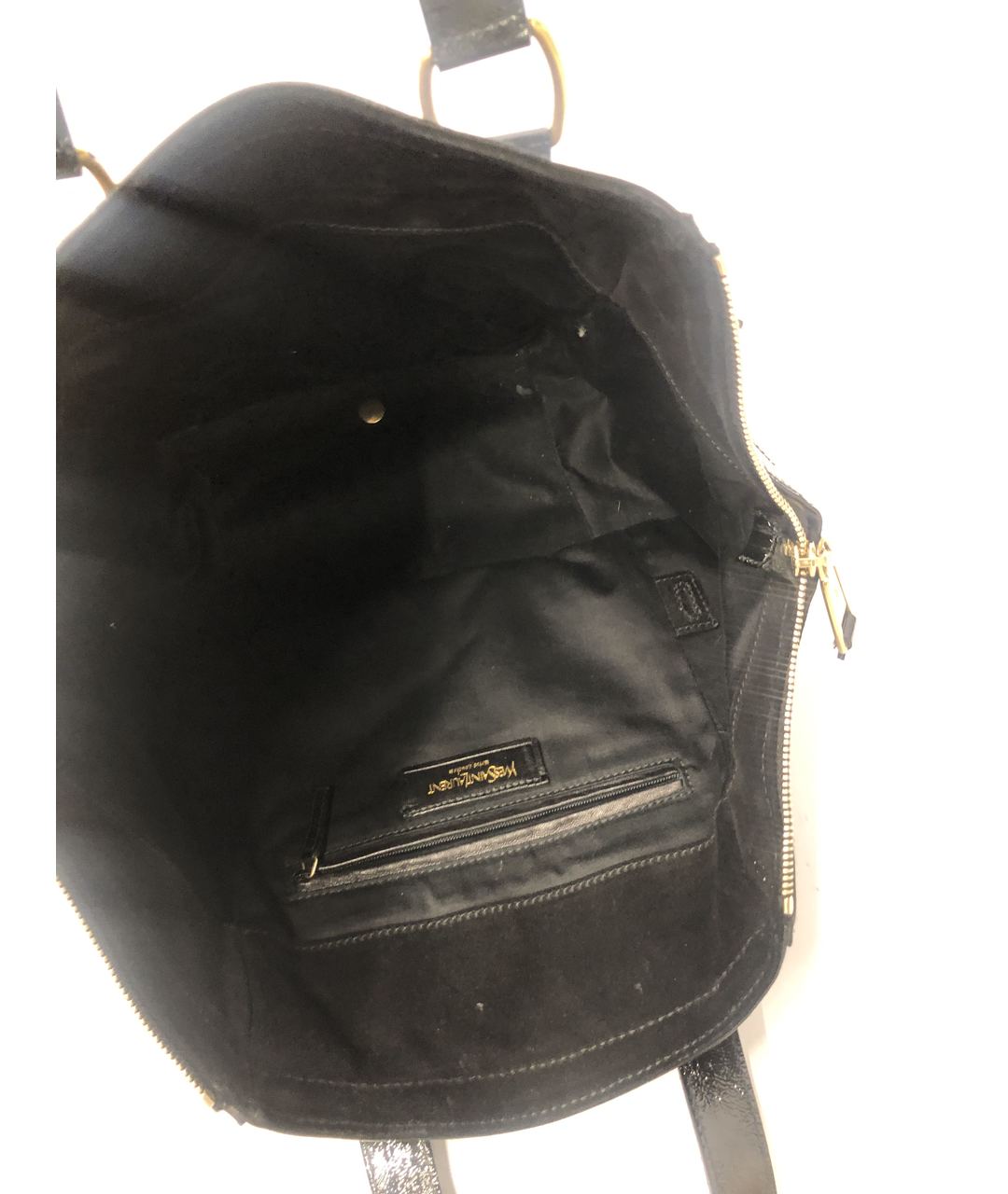 YVES SAINT LAURENT VINTAGE Черная сумка тоут из лакированной кожи, фото 4