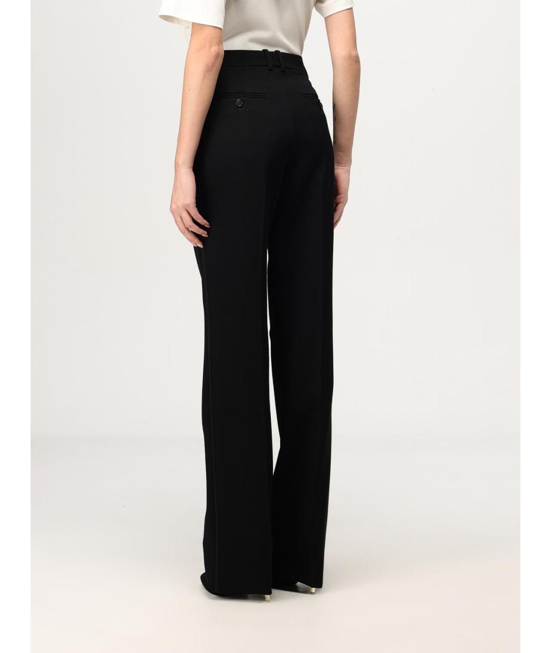 SAINT LAURENT Черные шерстяные прямые брюки, фото 4