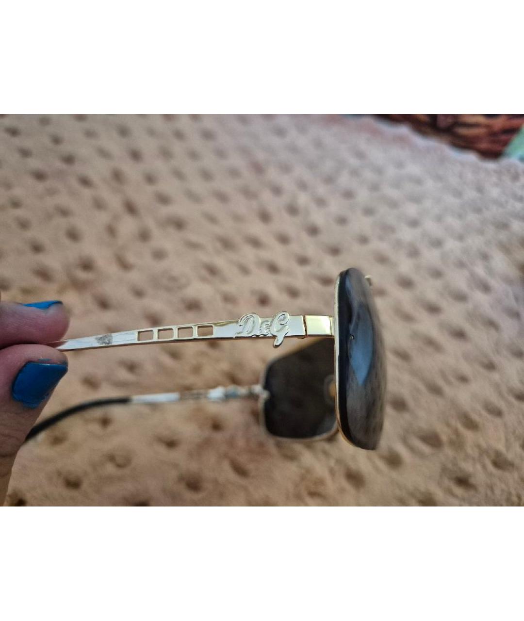 DOLCE&GABBANA Золотые металлические солнцезащитные очки, фото 3