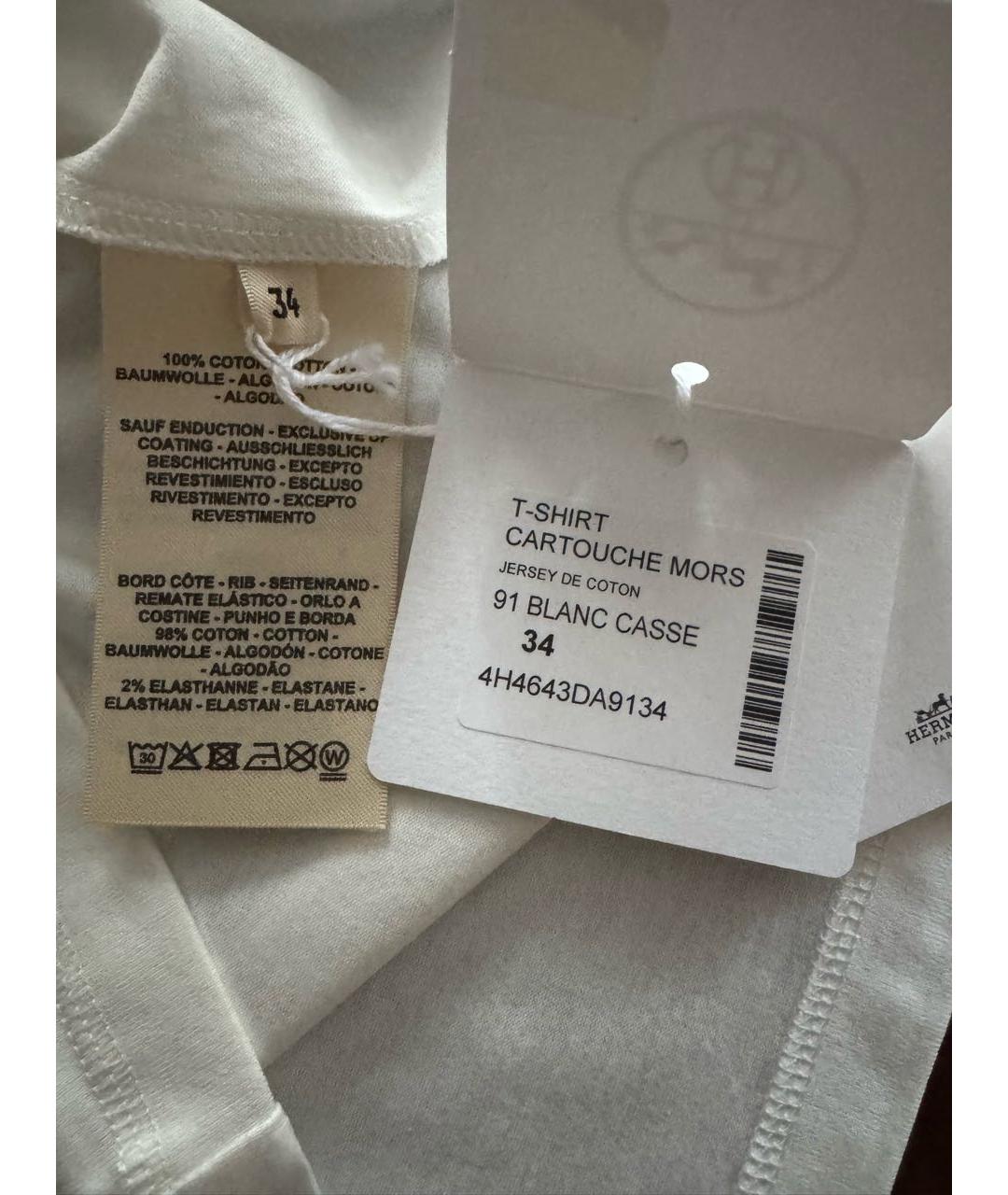 HERMES Белая хлопковая футболка, фото 5