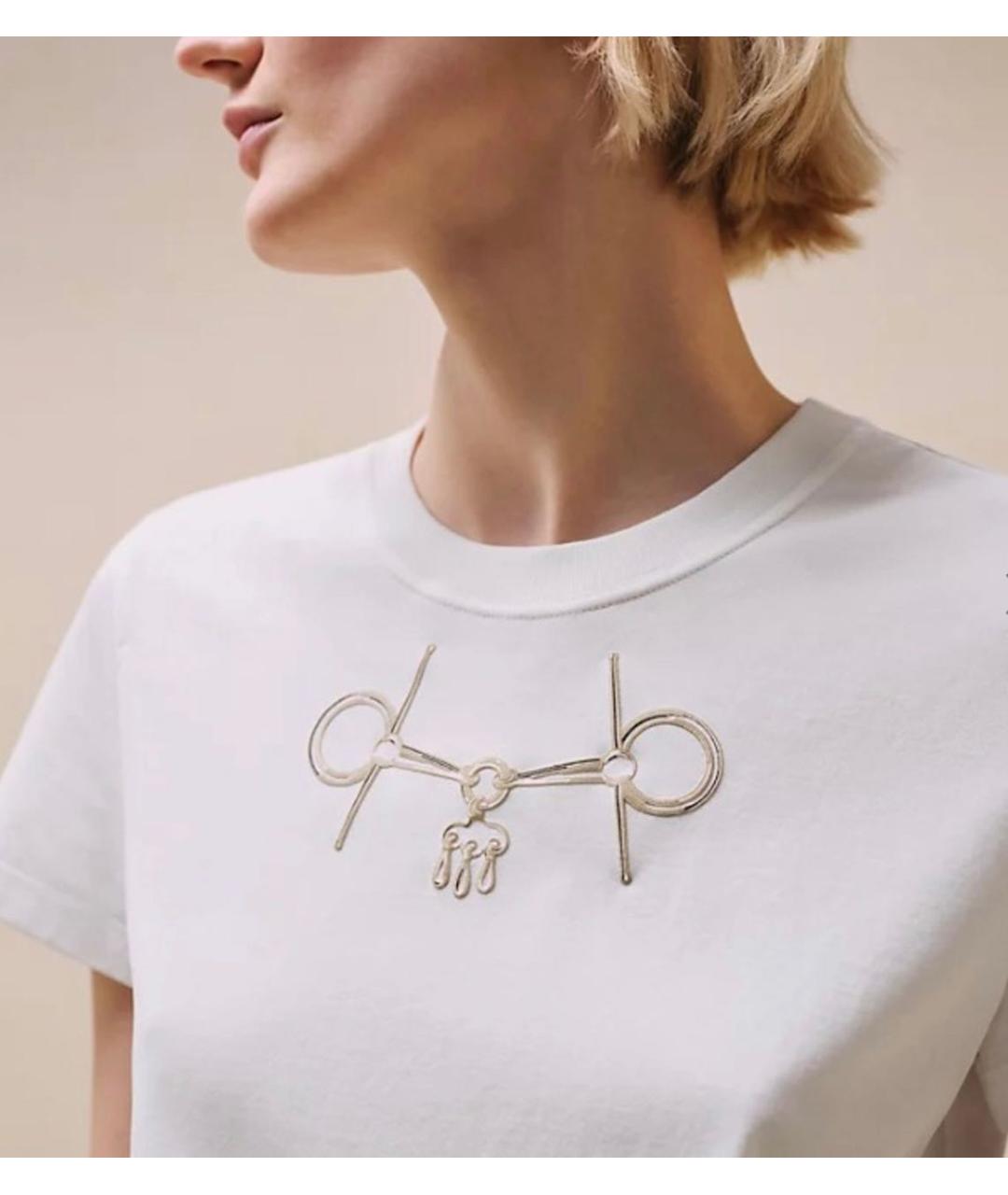 HERMES Белая хлопковая футболка, фото 3