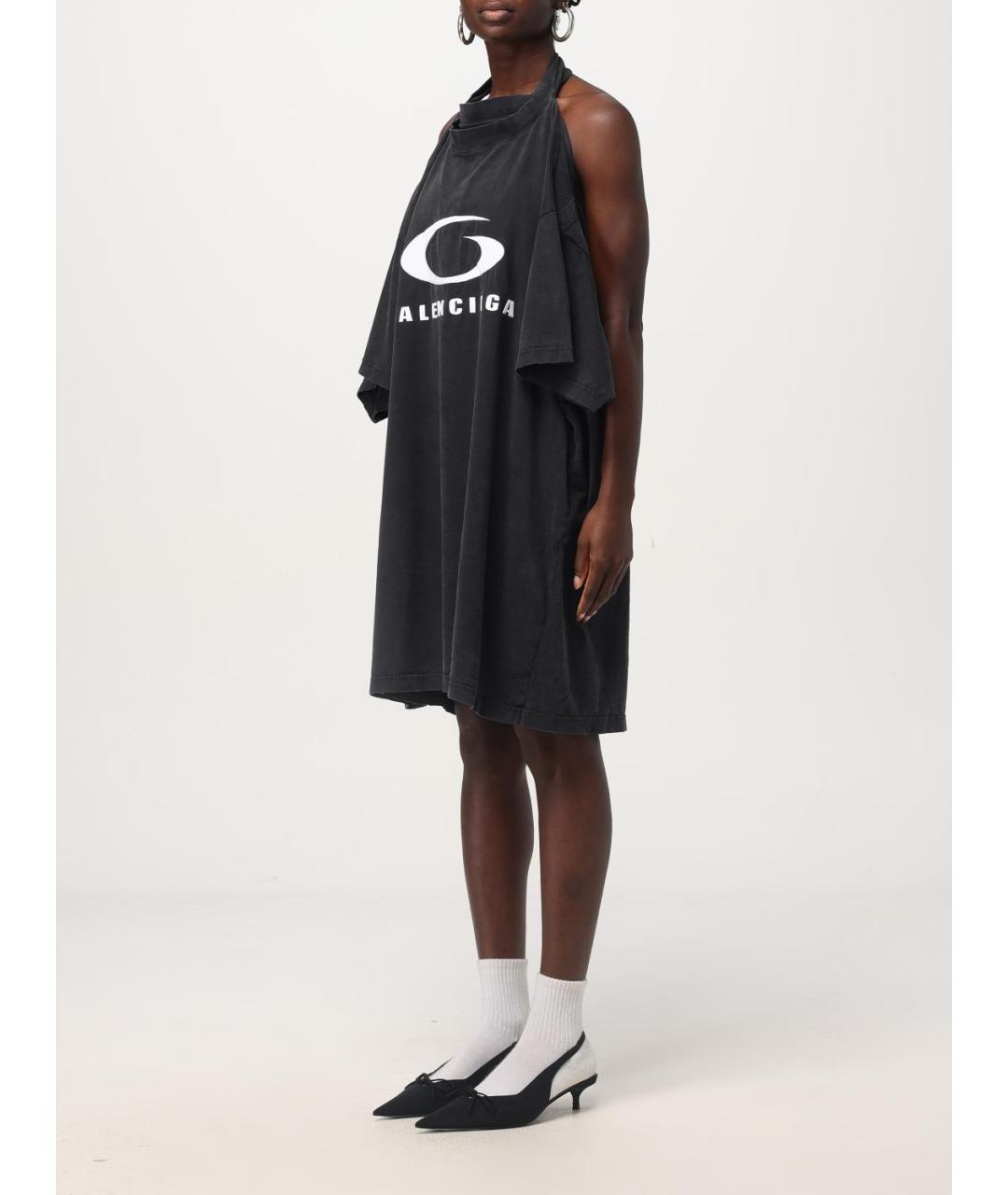 BALENCIAGA Черное хлопковое платье, фото 4
