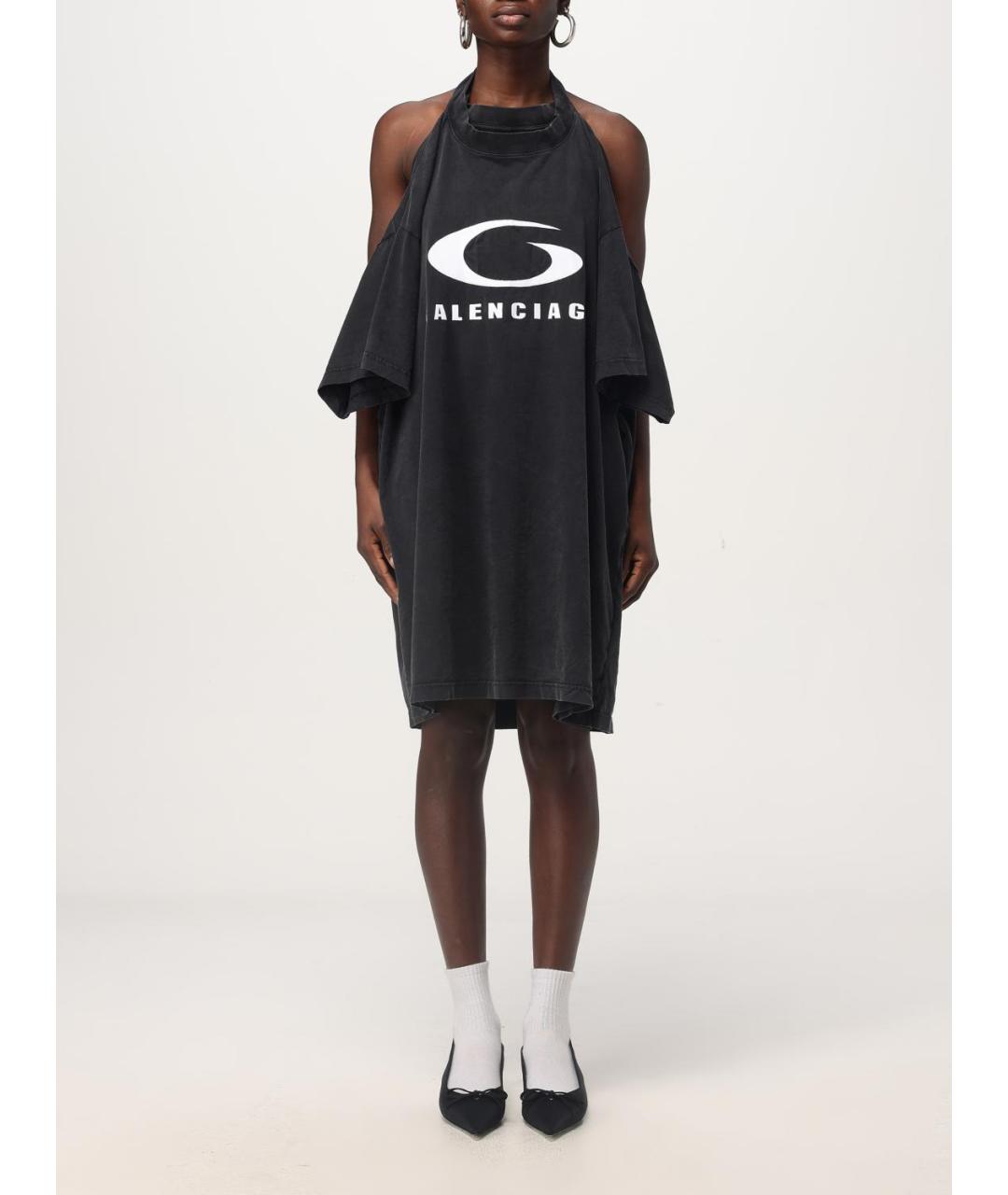 BALENCIAGA Черное хлопковое платье, фото 2