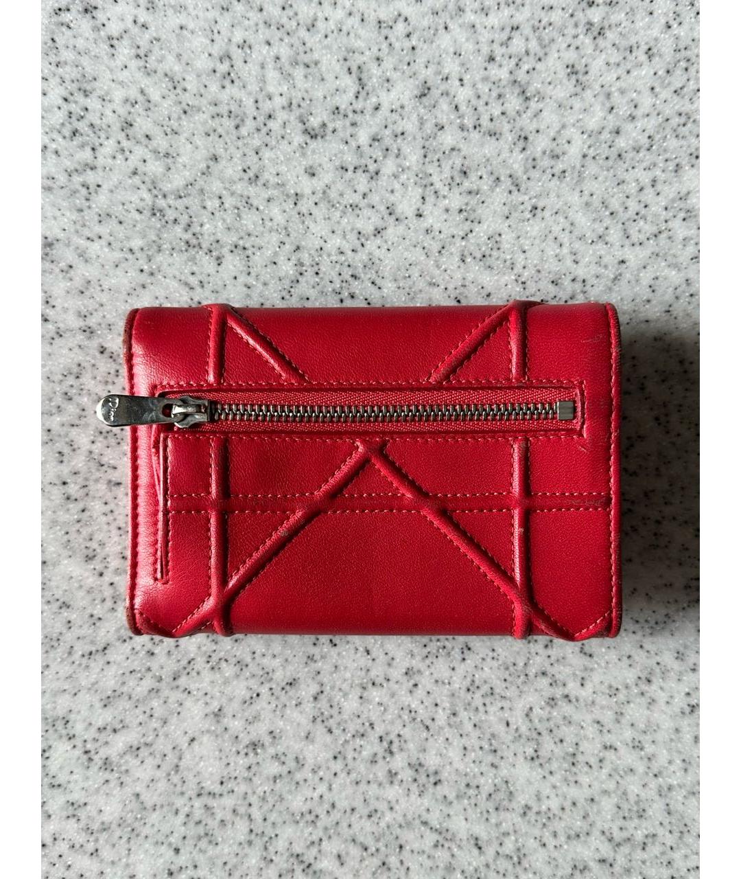 CHRISTIAN DIOR Красный кожаный кошелек, фото 3