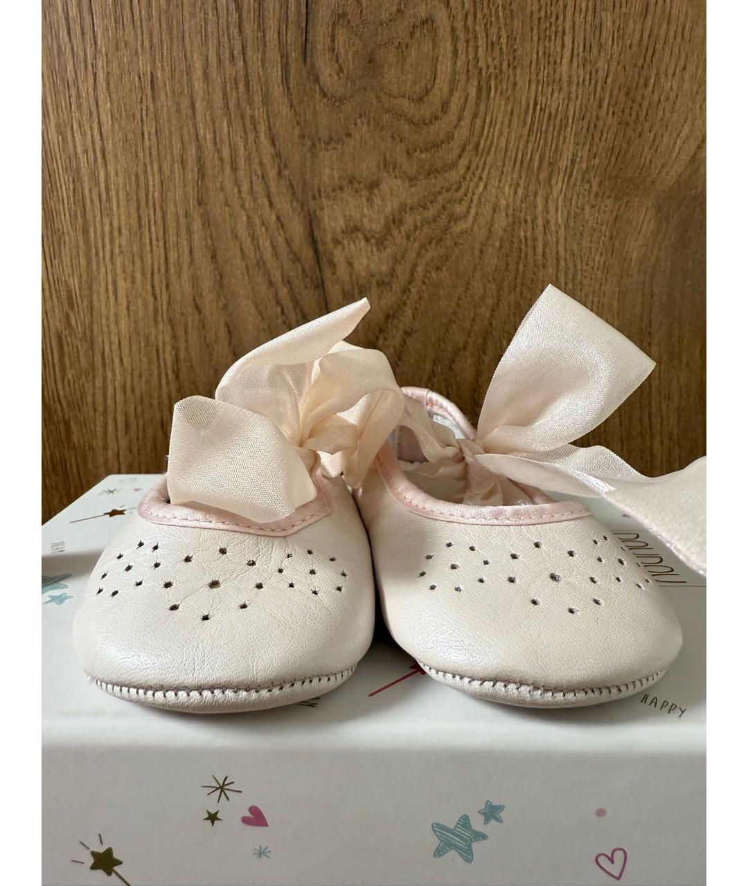 BABY DIOR Розовые кожаные пинетки, фото 2