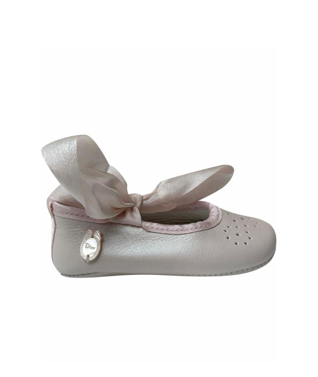 BABY DIOR Розовые кожаные пинетки, фото 1