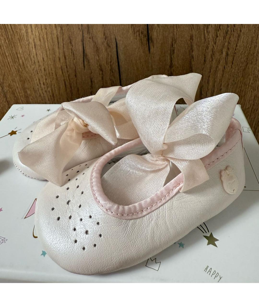 BABY DIOR Розовые кожаные пинетки, фото 3