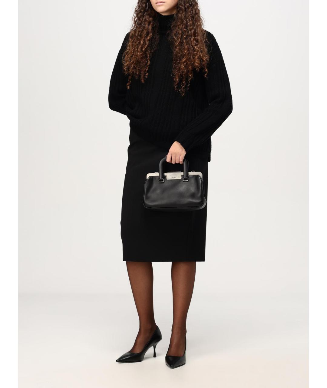 MAX MARA Черная кожаная сумка тоут, фото 2