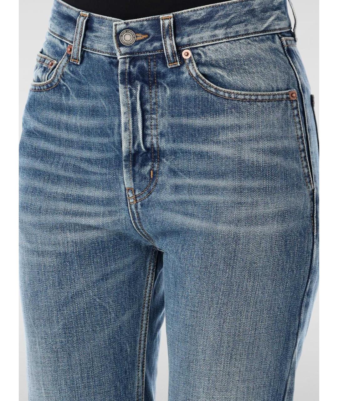 SAINT LAURENT Синие хлопковые прямые джинсы, фото 4