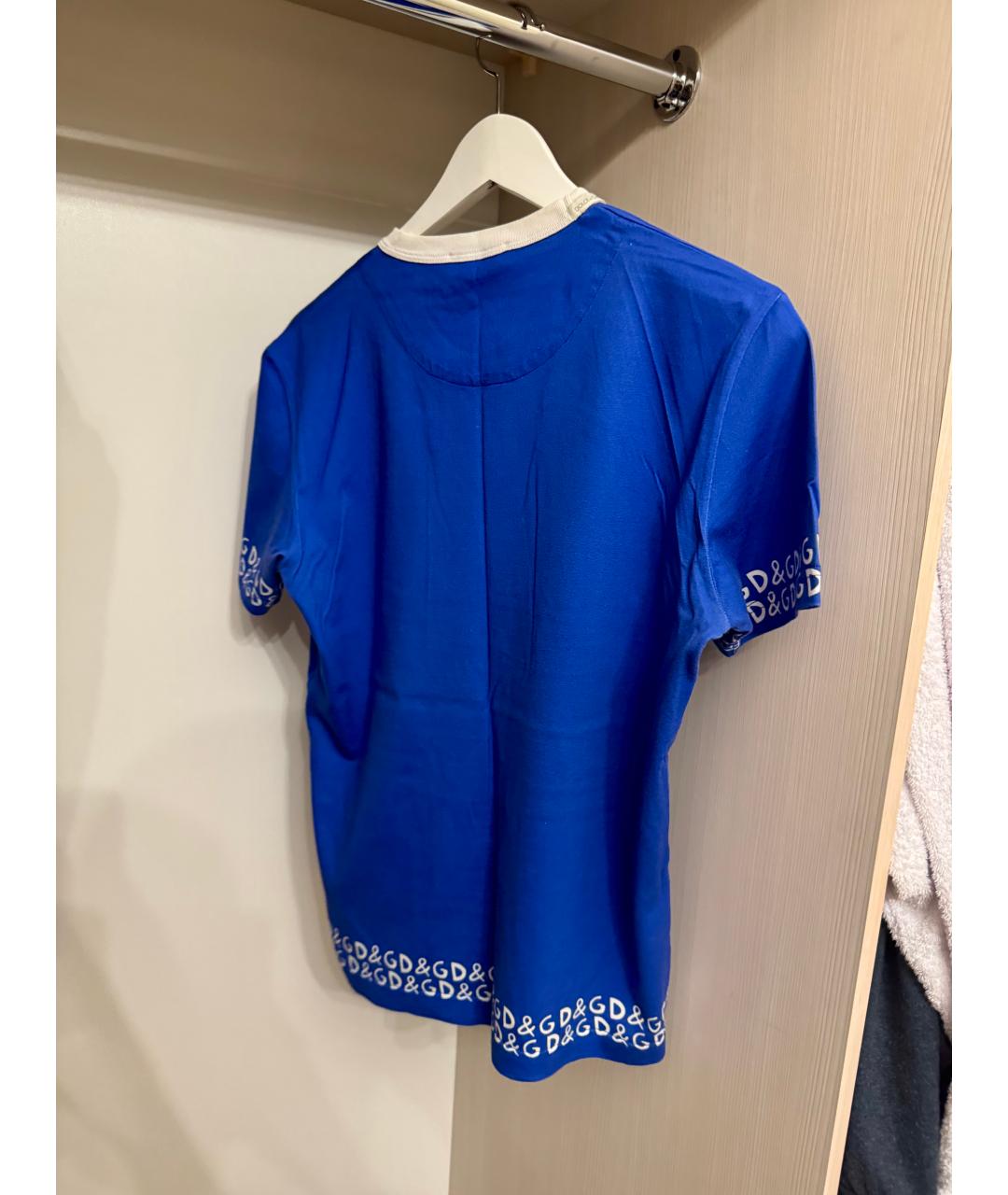DOLCE&GABBANA Синяя хлопковая футболка, фото 2