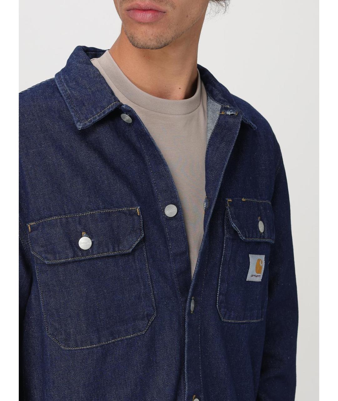 CARHARTT WIP Синяя хлопковая кэжуал рубашка, фото 6