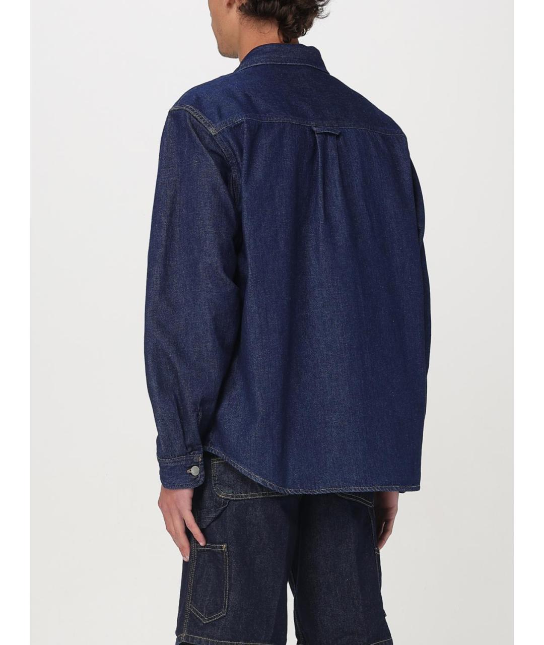 CARHARTT WIP Синяя хлопковая кэжуал рубашка, фото 4