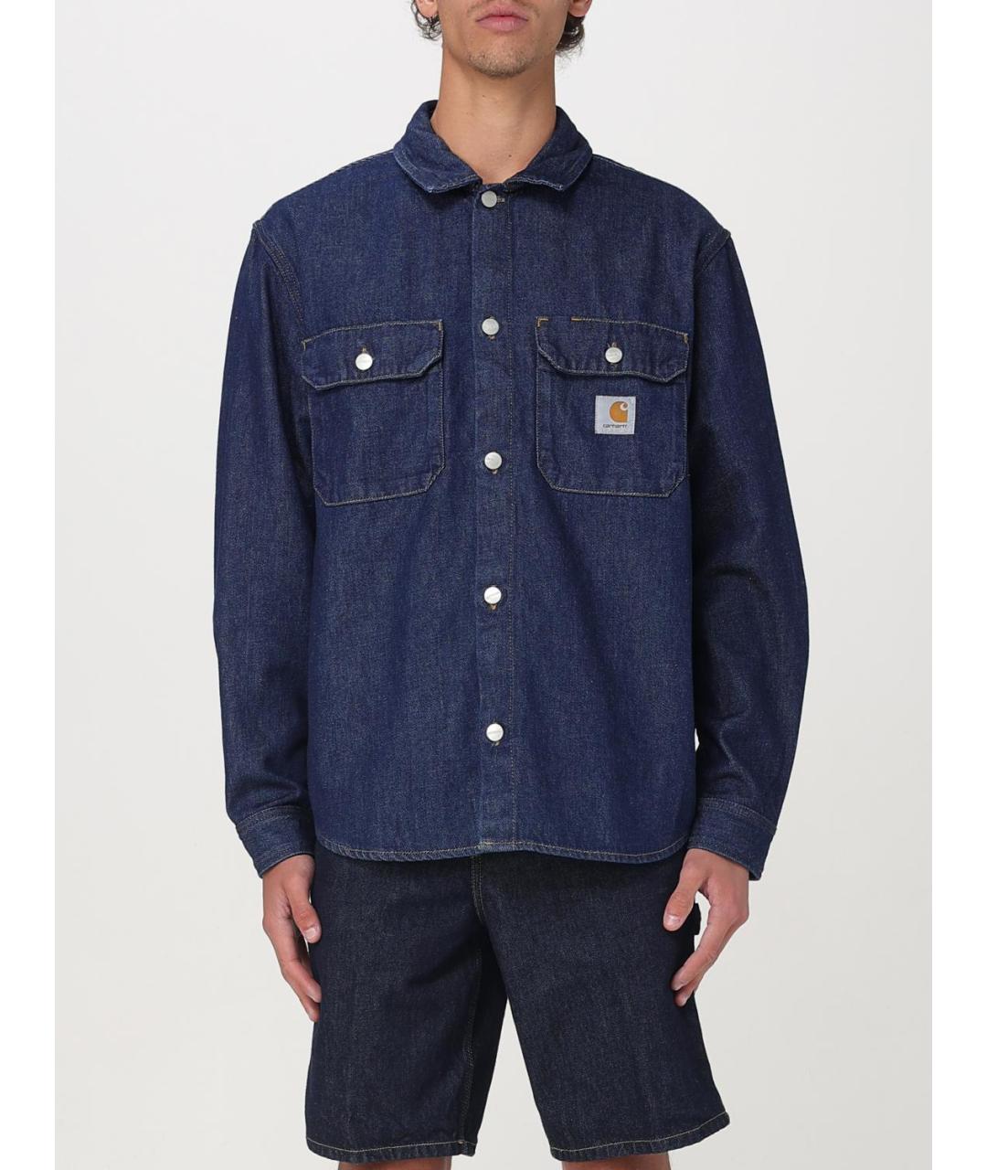 CARHARTT WIP Синяя хлопковая кэжуал рубашка, фото 2