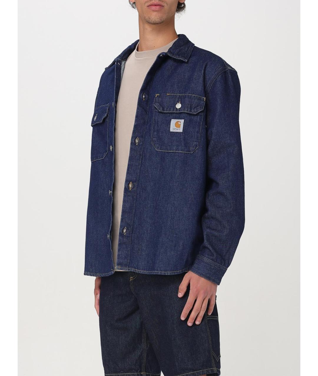 CARHARTT WIP Синяя хлопковая кэжуал рубашка, фото 5