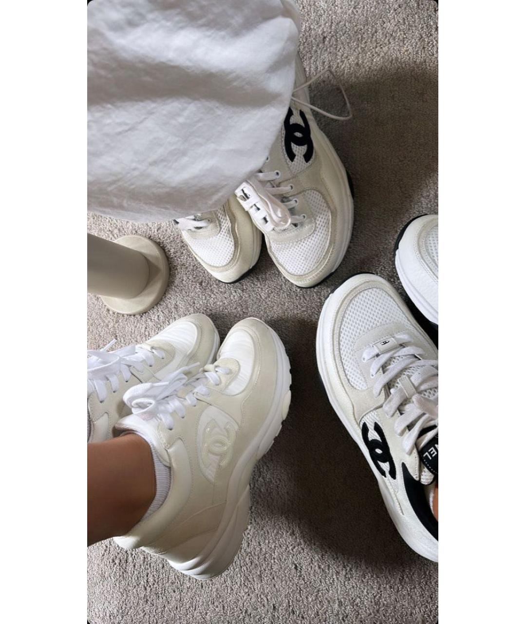 CHANEL Белые кожаные кроссовки, фото 5