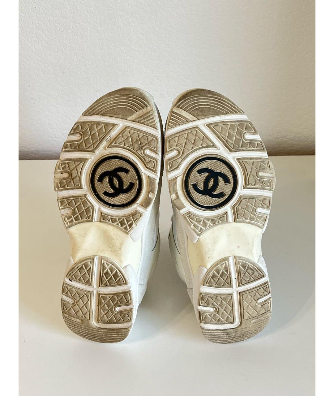 CHANEL Белые кожаные кроссовки, фото 6