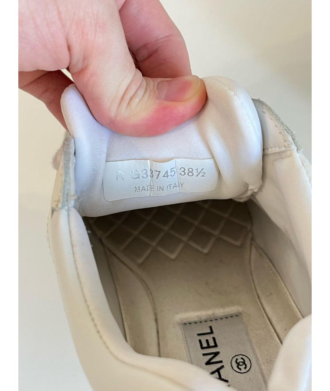 CHANEL Белые кожаные кроссовки, фото 7