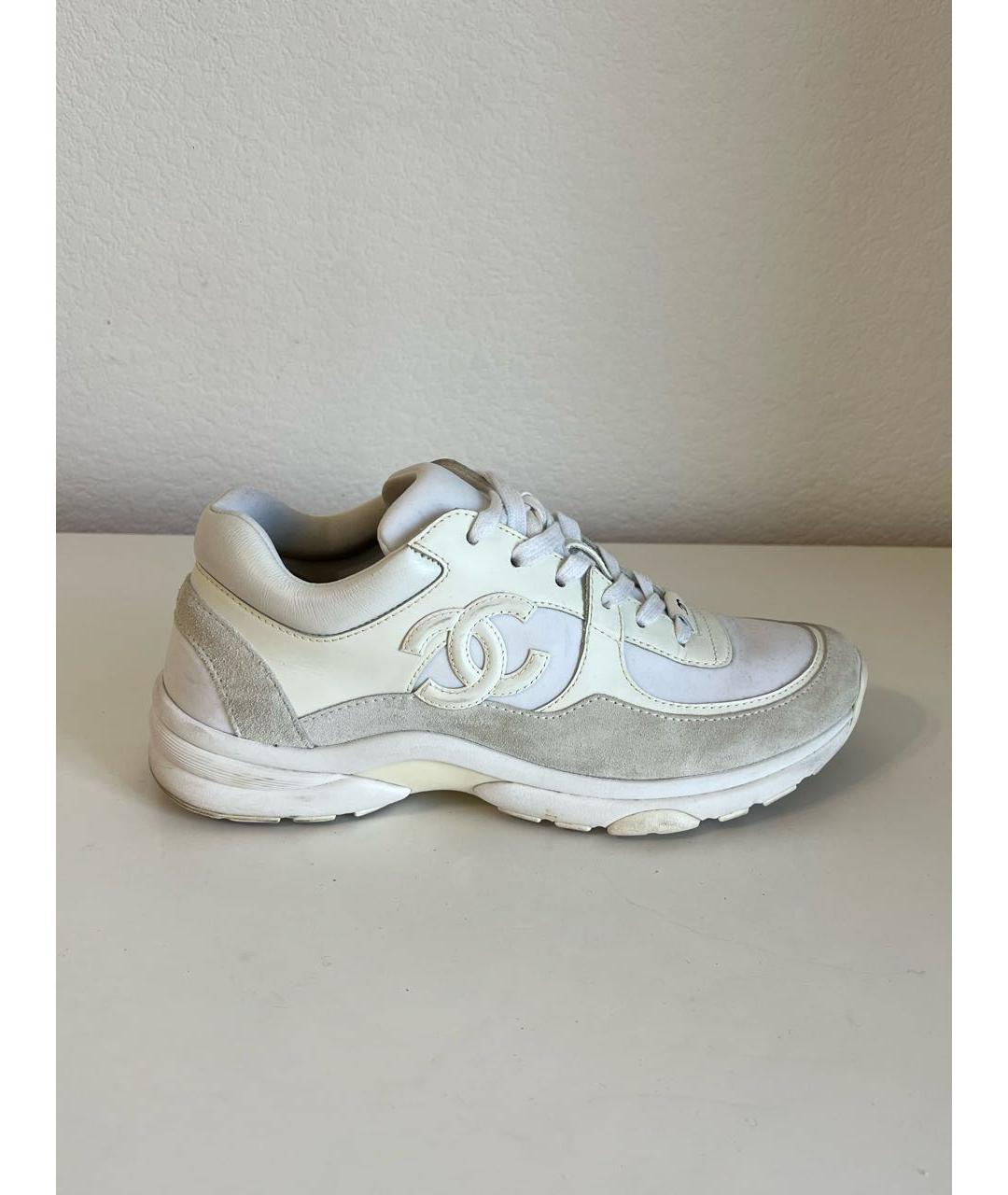 CHANEL Белые кожаные кроссовки, фото 8