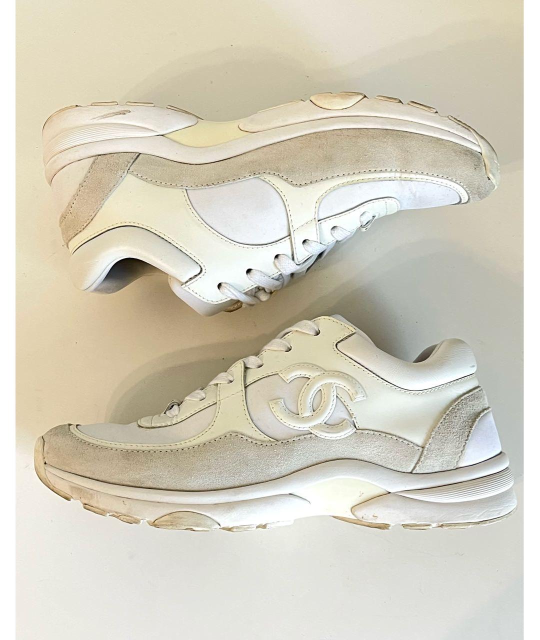 CHANEL Белые кожаные кроссовки, фото 3
