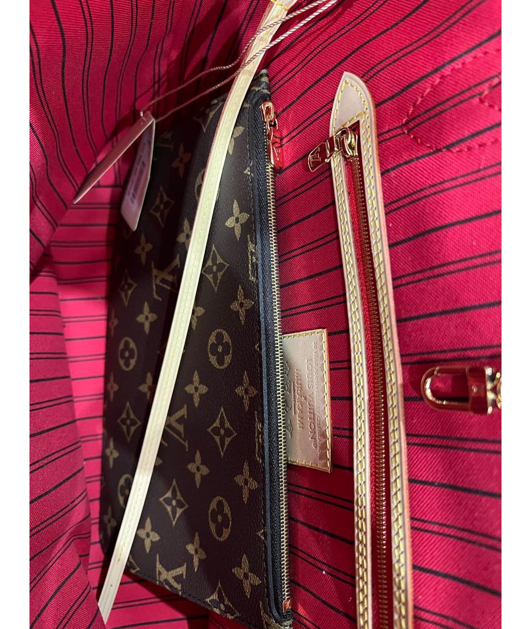 LOUIS VUITTON Коричневая кожаная сумка тоут, фото 4