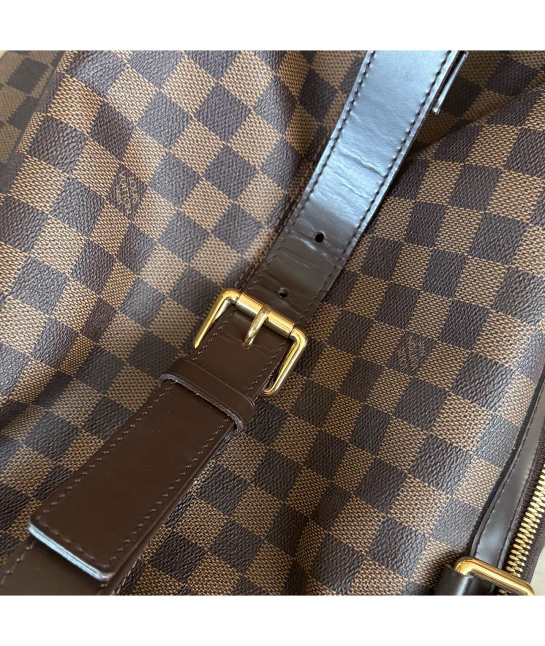 LOUIS VUITTON Коричневый кожаный чемодан, фото 5