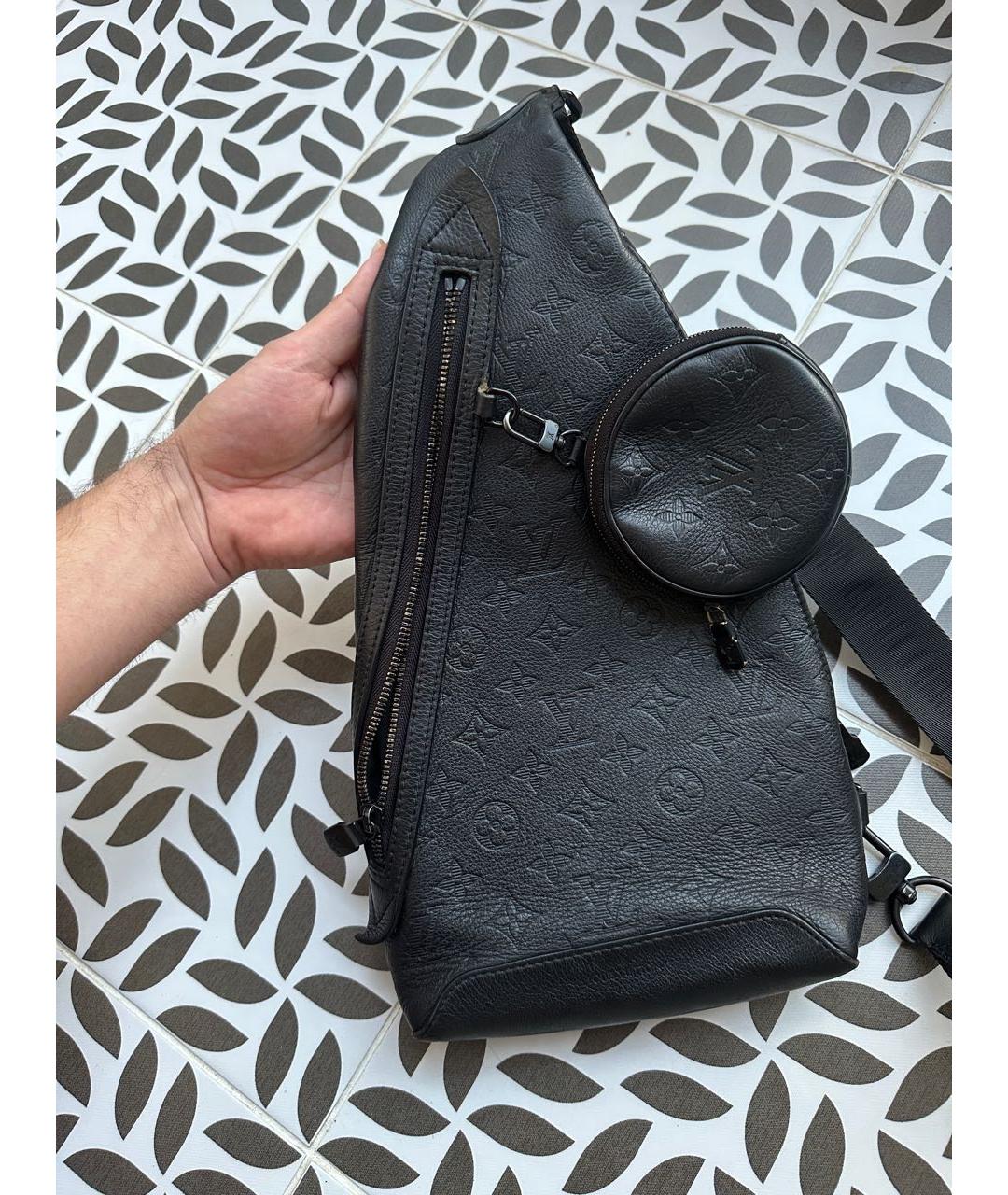 LOUIS VUITTON Черная кожаная сумка на плечо, фото 3