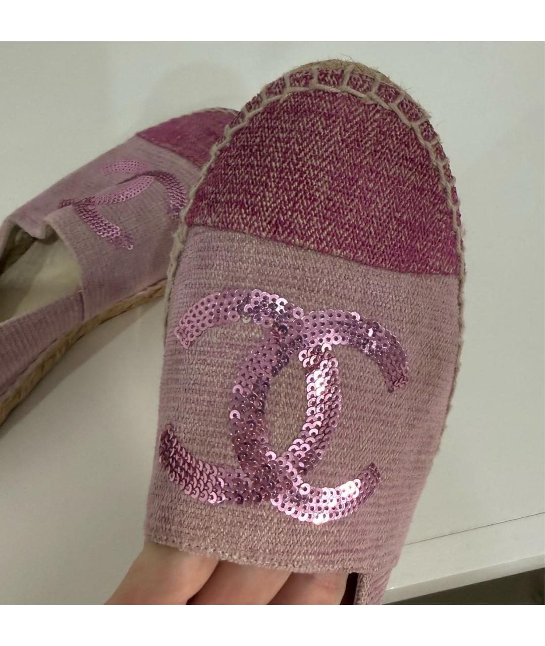 CHANEL Розовые текстильные эспадрильи, фото 4