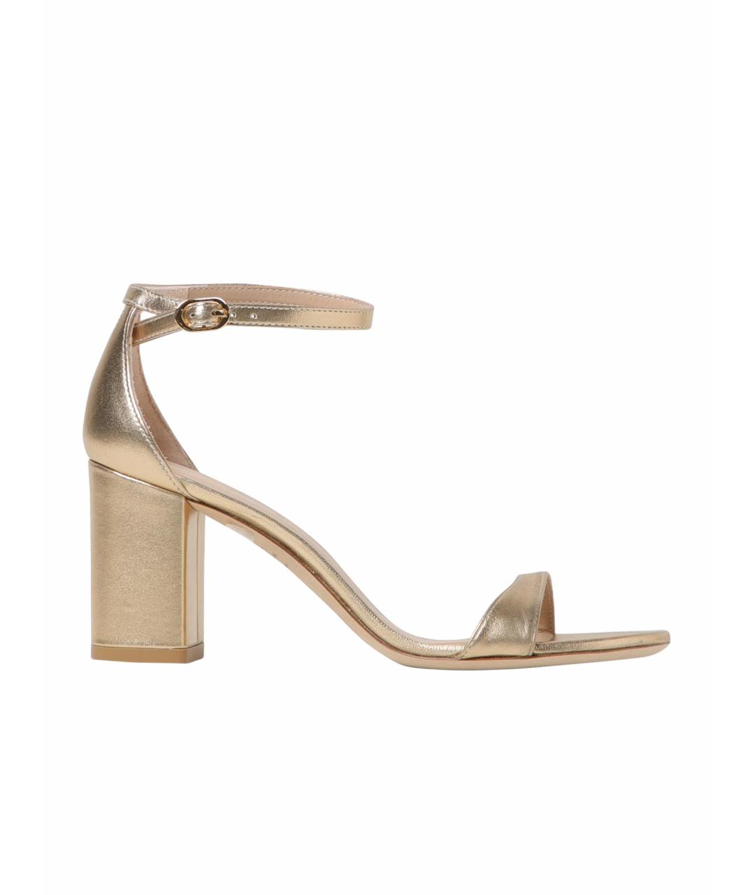 STUART WEITZMAN Золотые кожаные босоножки, фото 1