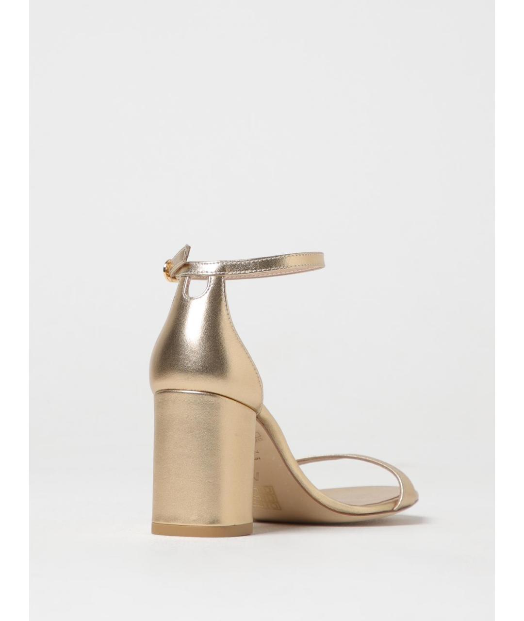 STUART WEITZMAN Золотые кожаные босоножки, фото 3