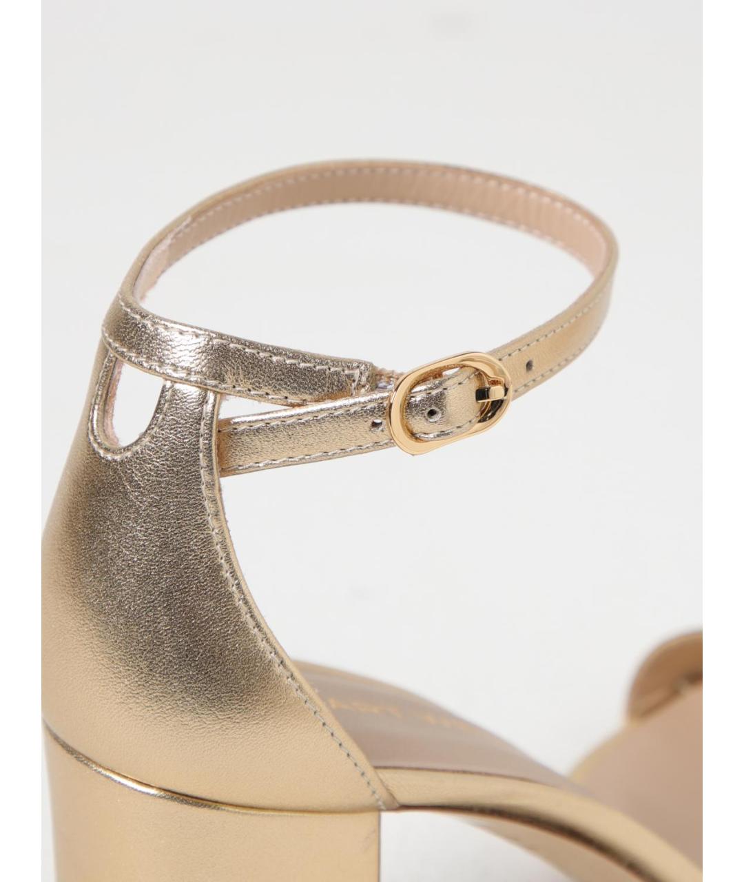 STUART WEITZMAN Золотые кожаные босоножки, фото 4