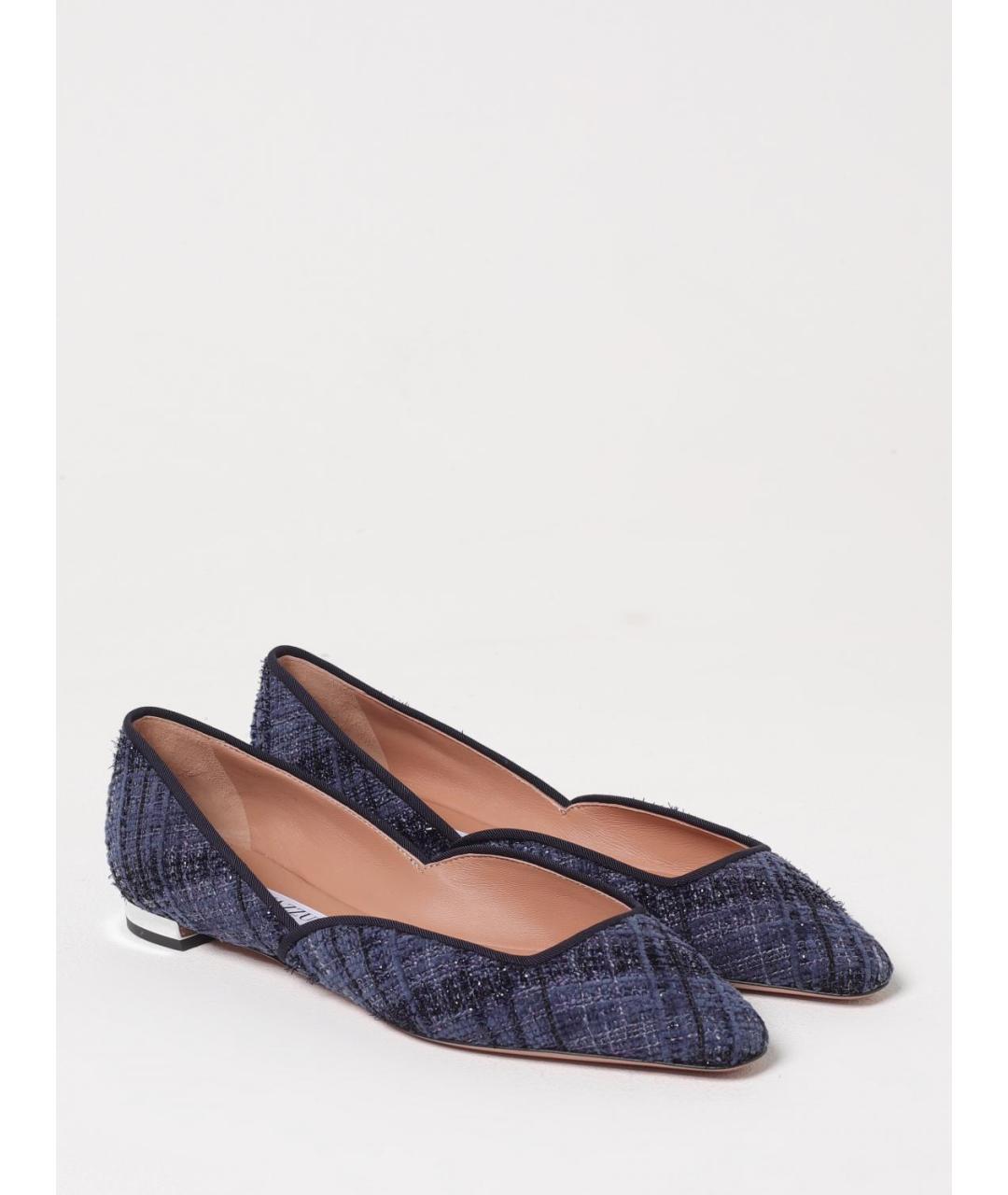 AQUAZZURA Синие текстильные балетки, фото 2