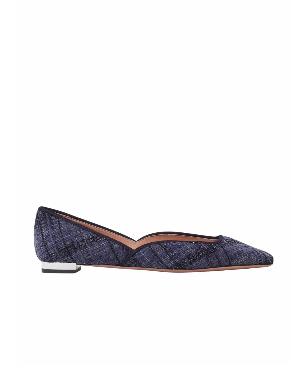 AQUAZZURA Синие текстильные балетки, фото 1