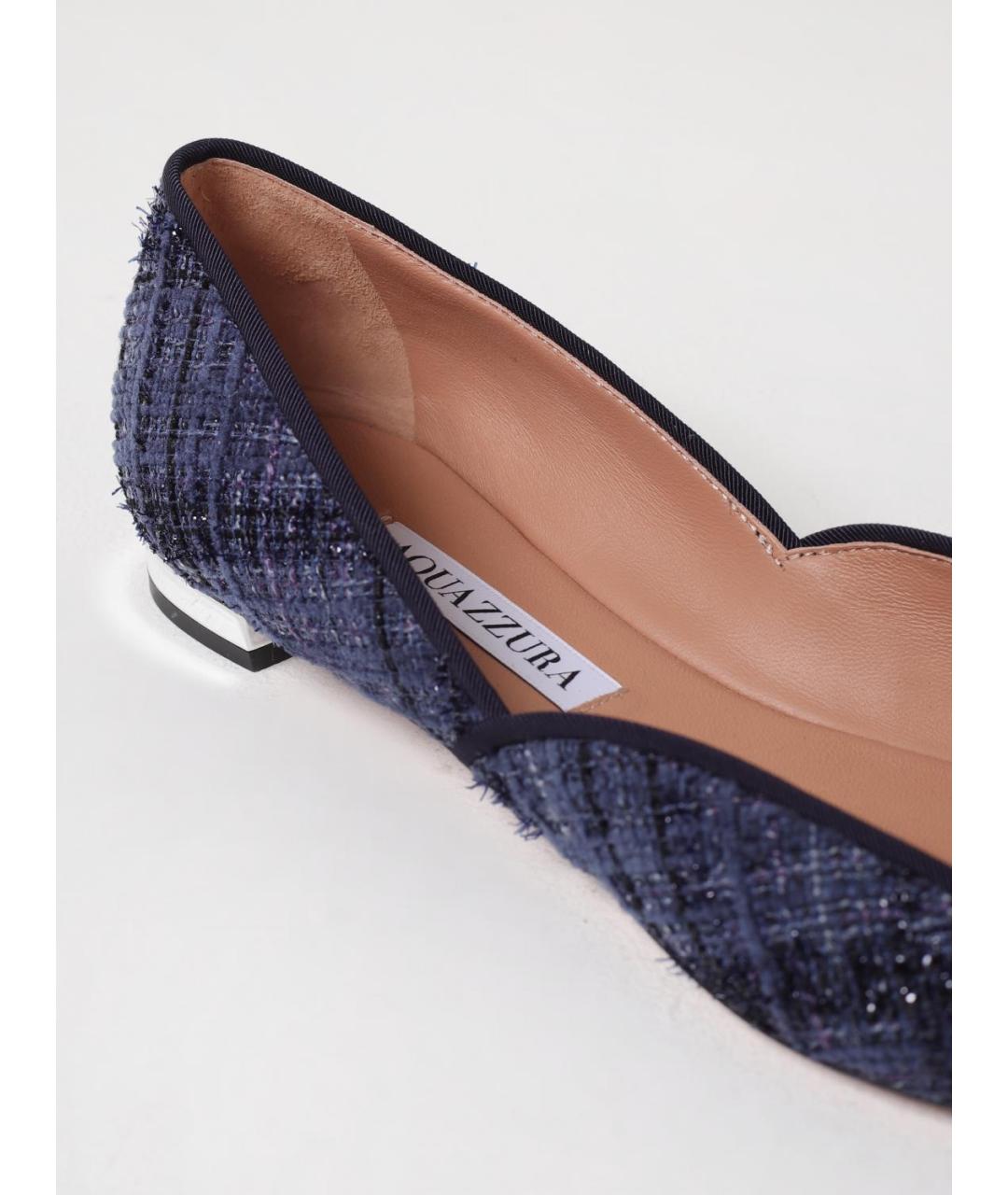 AQUAZZURA Синие текстильные балетки, фото 4