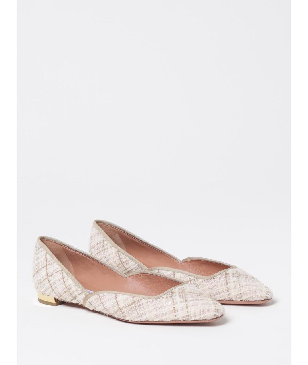 AQUAZZURA Бежевые текстильные балетки, фото 2