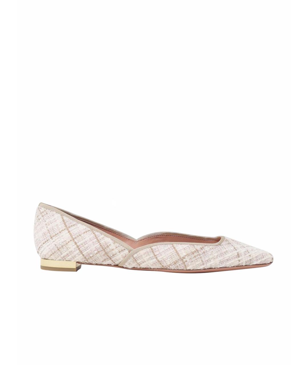 AQUAZZURA Бежевые текстильные балетки, фото 1