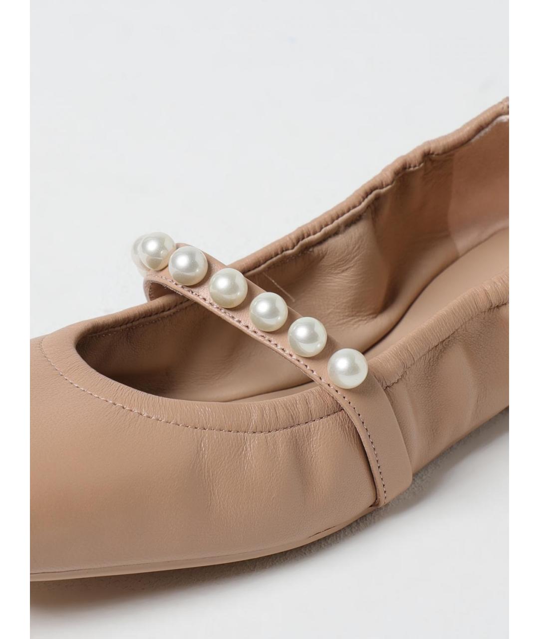 STUART WEITZMAN Бежевые кожаные балетки, фото 4