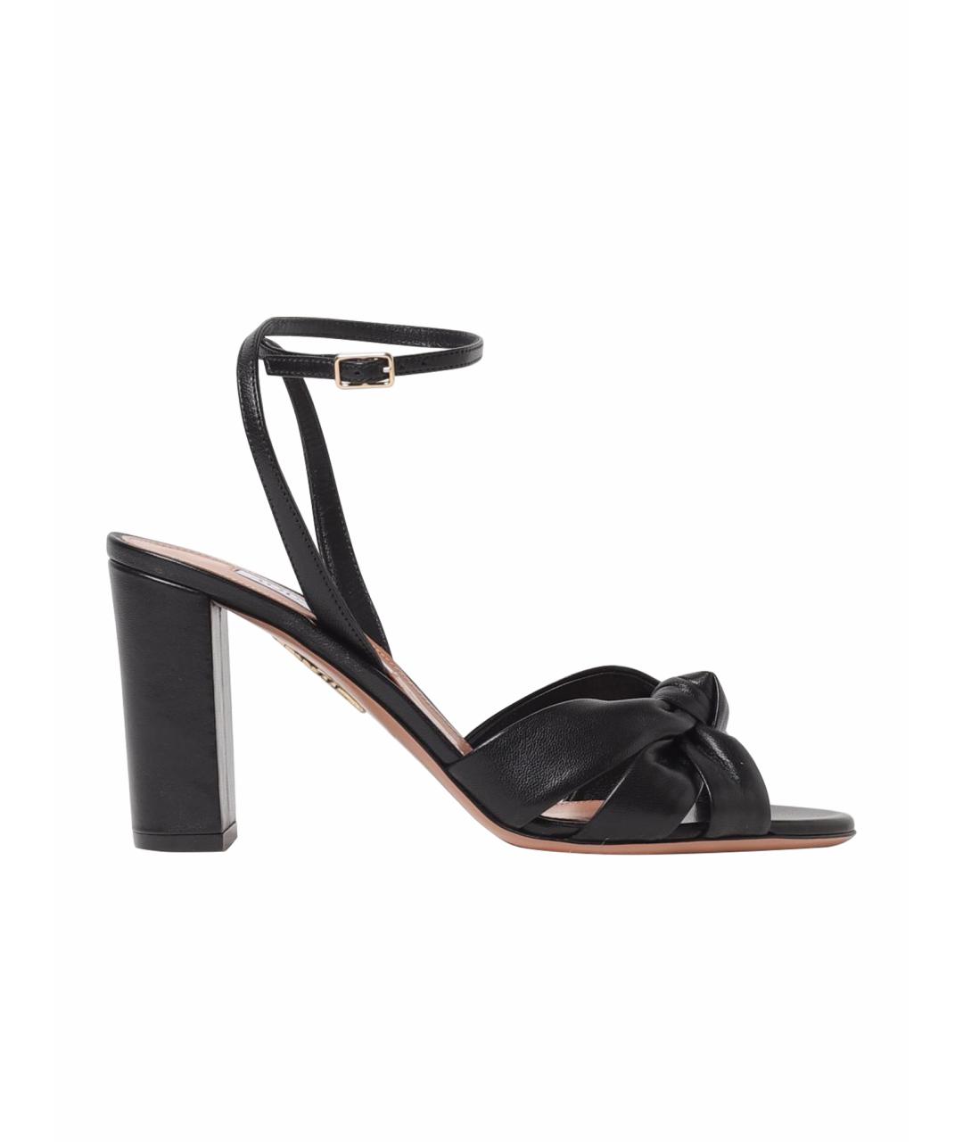 AQUAZZURA Черные кожаные босоножки, фото 1