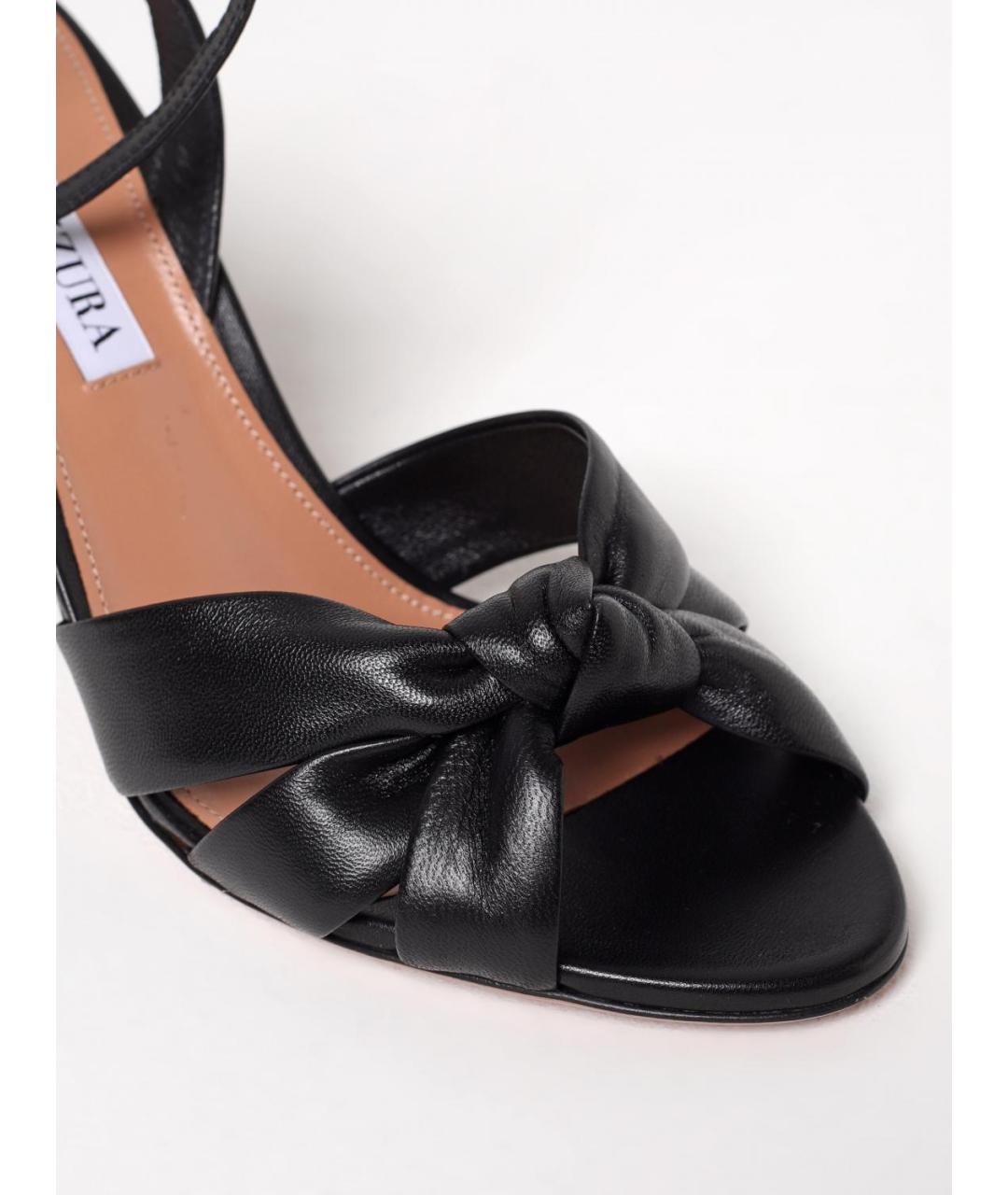 AQUAZZURA Черные кожаные босоножки, фото 4
