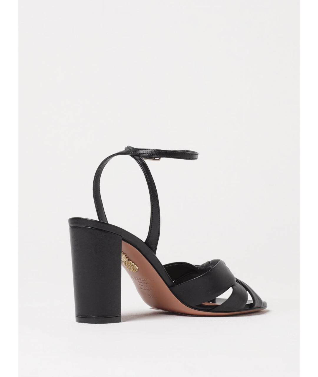 AQUAZZURA Черные кожаные босоножки, фото 3