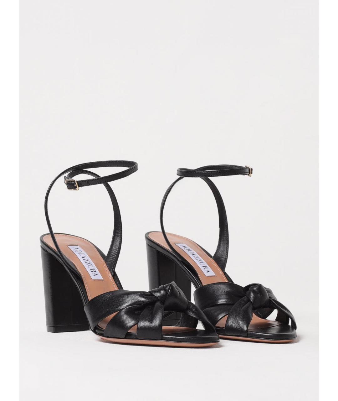 AQUAZZURA Черные кожаные босоножки, фото 2