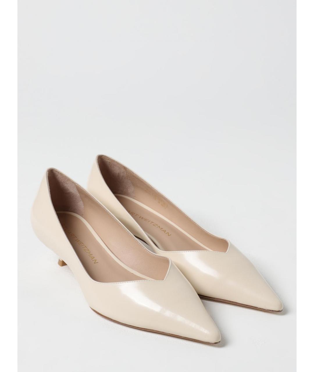 STUART WEITZMAN Бежевые кожаные туфли, фото 2