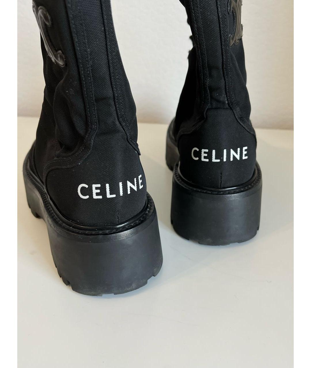 CELINE Черные текстильные ботинки, фото 4