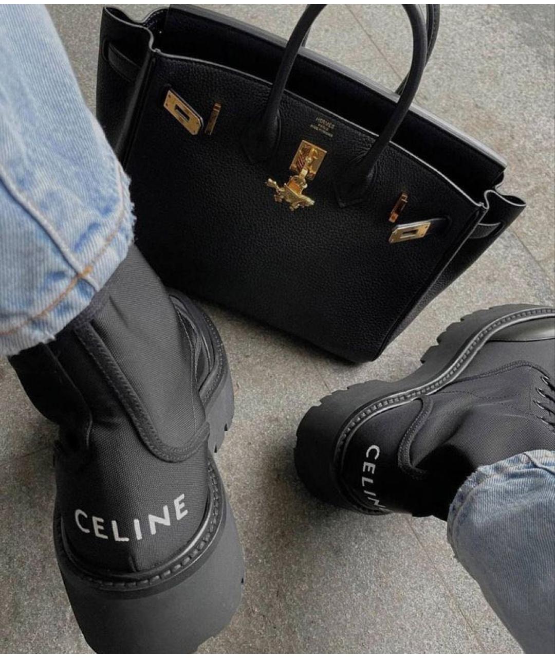 CELINE Черные текстильные ботинки, фото 5