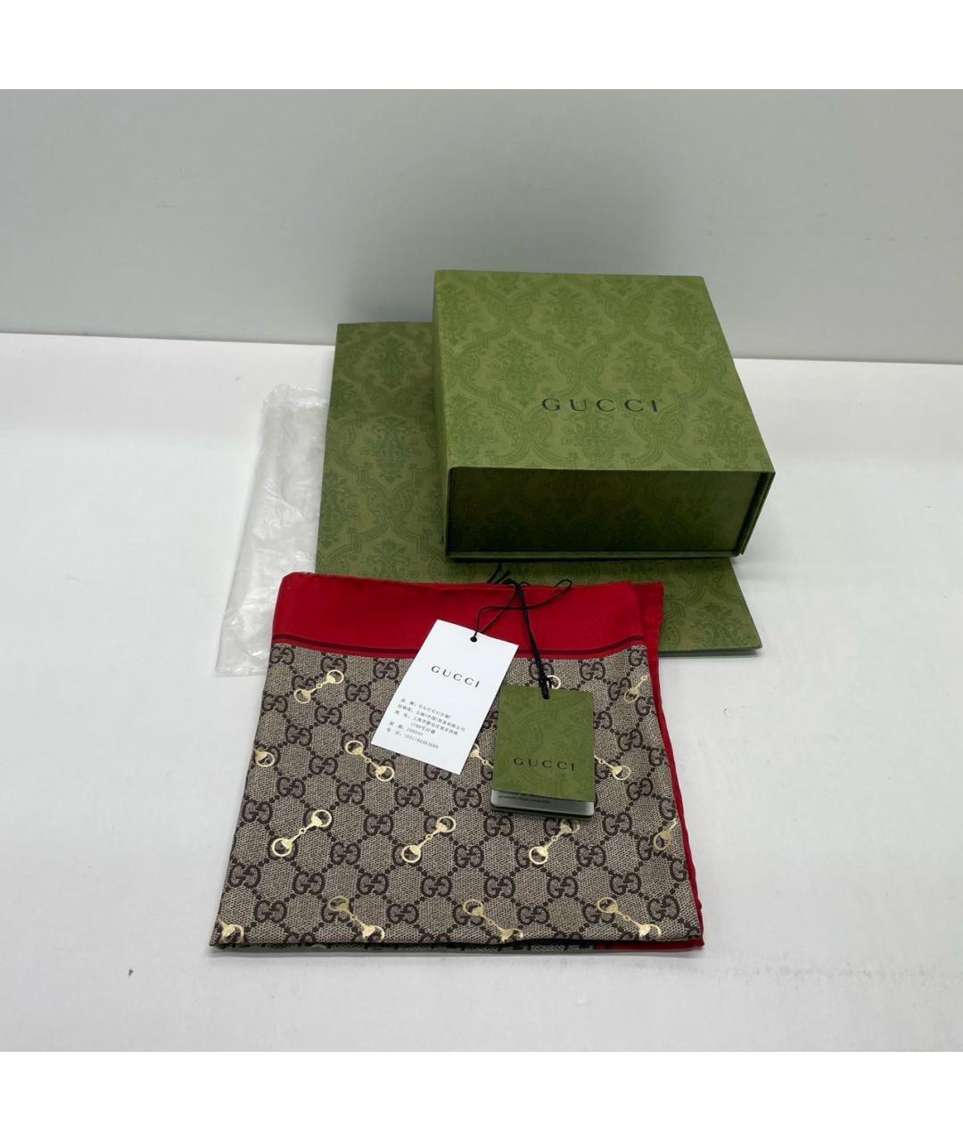 GUCCI Красный шелковый платок, фото 3