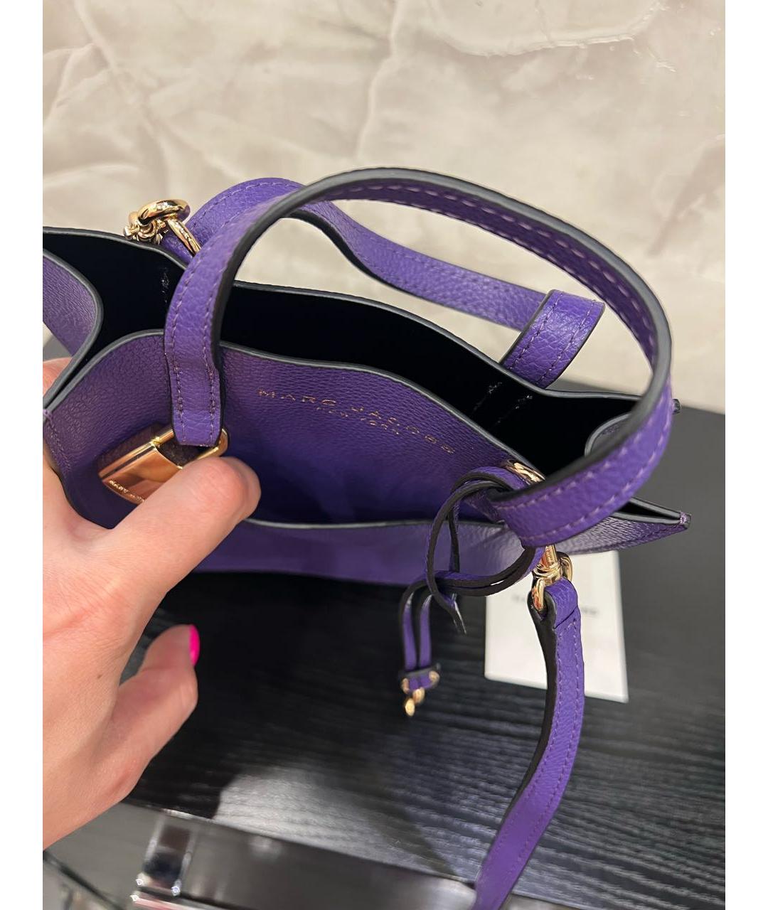 MARC JACOBS Фиолетовая кожаная сумка с короткими ручками, фото 5