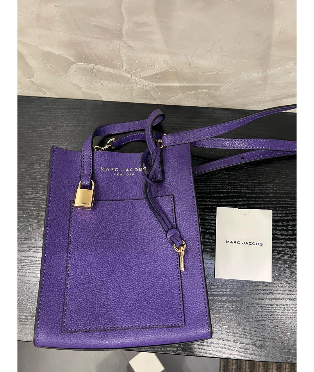 MARC JACOBS Фиолетовая кожаная сумка с короткими ручками, фото 2