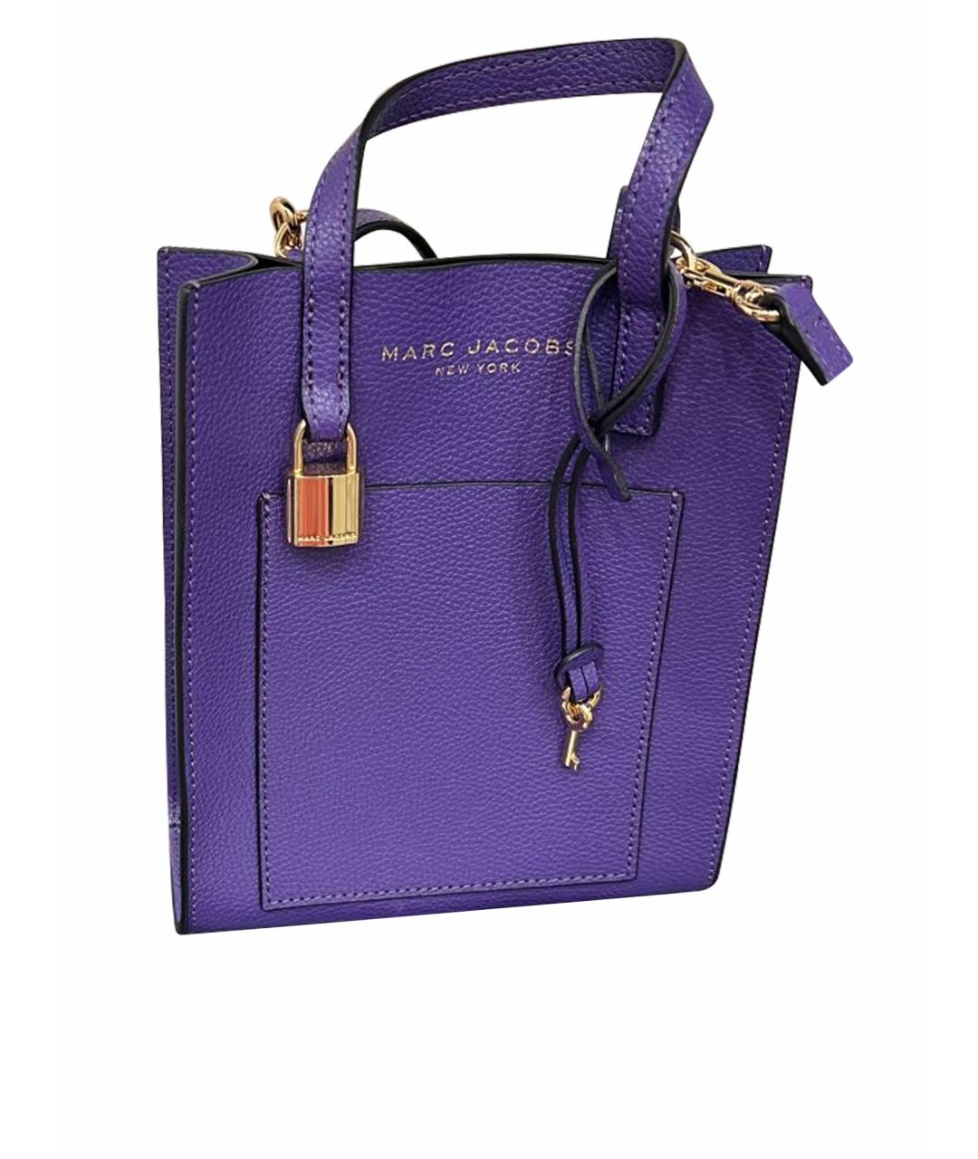 MARC JACOBS Фиолетовая кожаная сумка с короткими ручками, фото 1