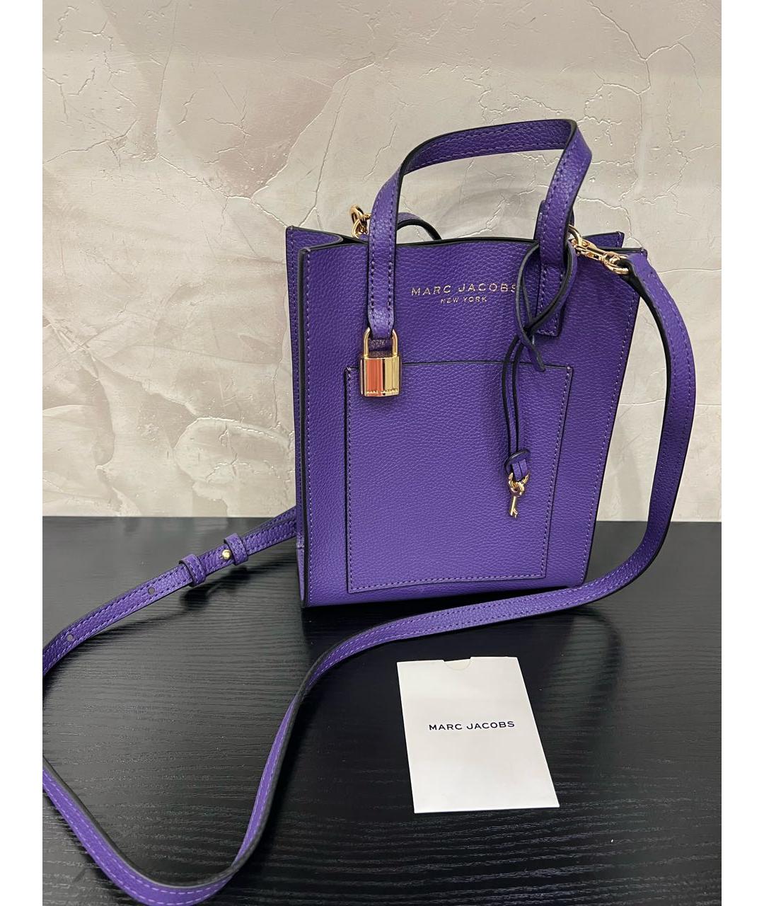 MARC JACOBS Фиолетовая кожаная сумка с короткими ручками, фото 7