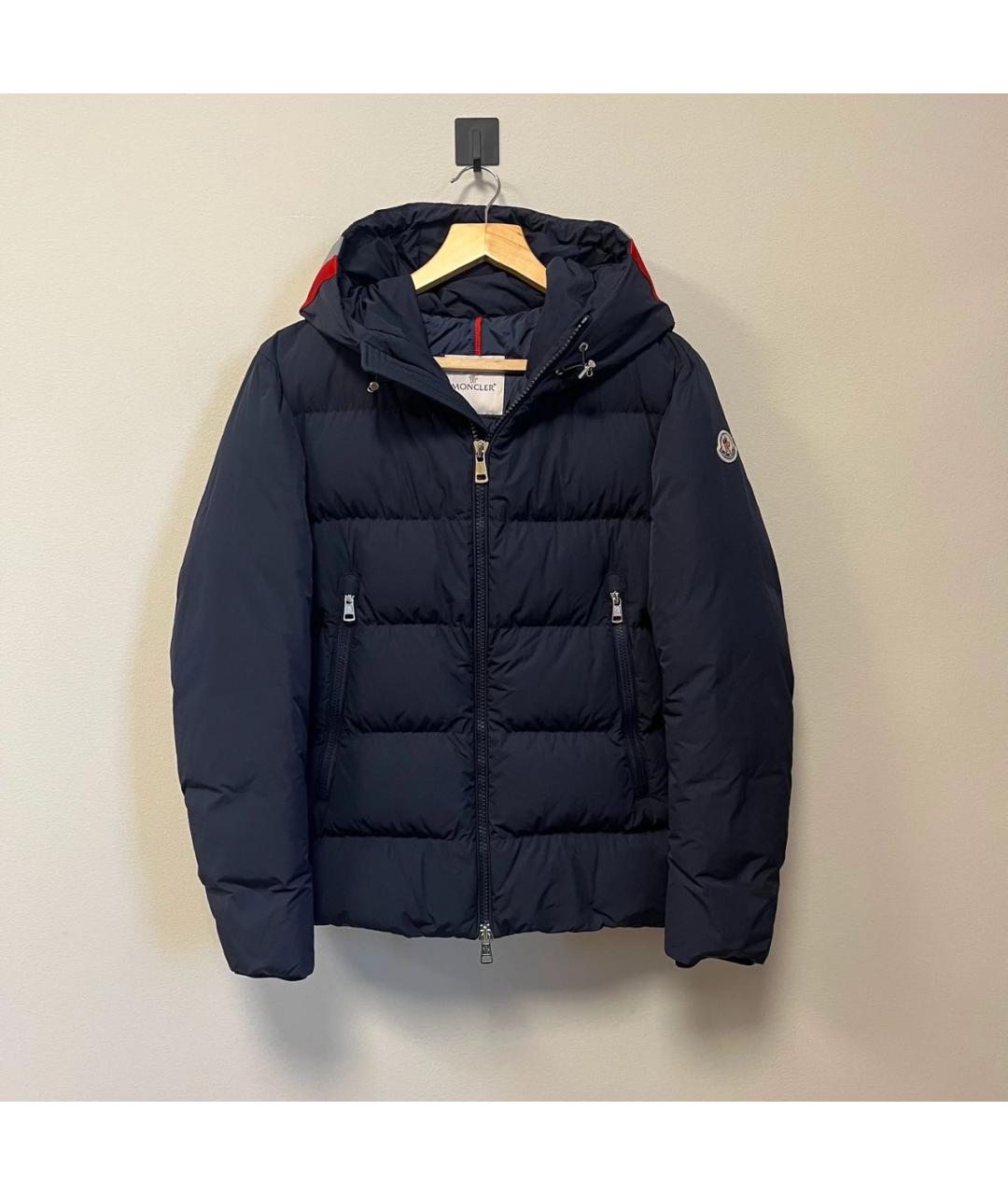 MONCLER Темно-синий полиэстеровый пуховик, фото 6